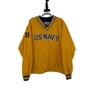Vintage RARE US Naval Academy Champion Pullover Jacket Yellow Windbreaker XL